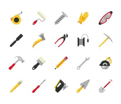 Bundle of twenty tools set icons Stock Illustration