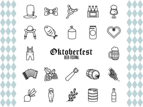 Bundle of twenty two oktoberfest set icons イラスト素材