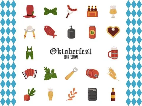 Bundle of twenty two oktoberfest set icons Stockillustratie