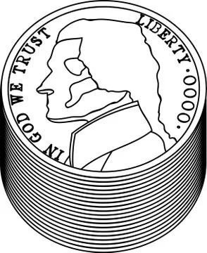 Bundle of US American 5 cent coin outline Stock Illustration