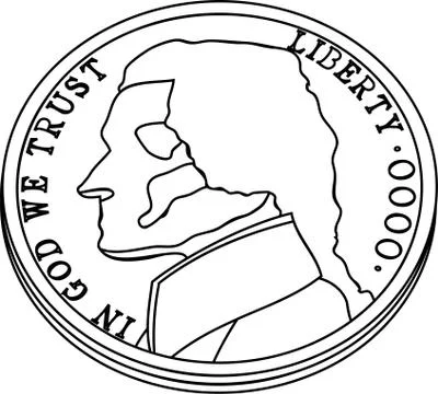 Bundle of US American 5 cent coin outline Stock Illustration