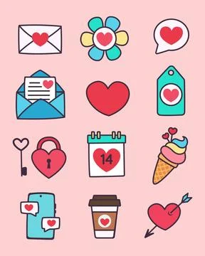 Bundle of valentines day set vector illustration design Illustrazione stock