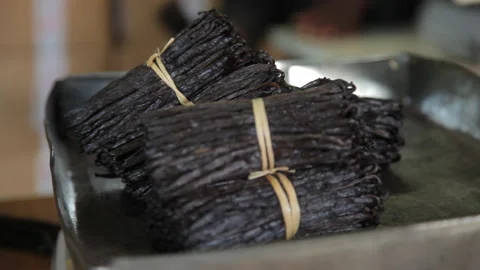 Bundle of Vanilla pods prepared Stock Footage 221447023