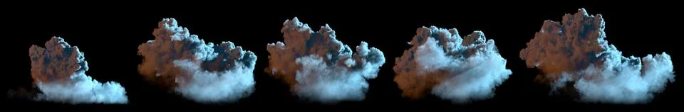 Bundle of various night clouds isolated - cgi nature 3D illustration Stock Illustration