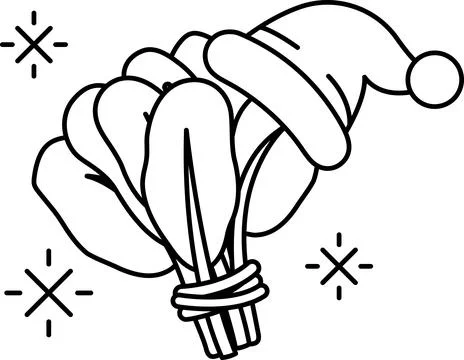 A bundle of vegetables is tied together with a string and is wearing a Sant.. Stock Illustration