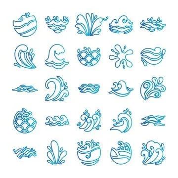 Bundle of waves ocean set icons イラスト素材