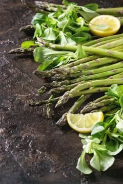 Bundle of young green asparagus Stock Photos