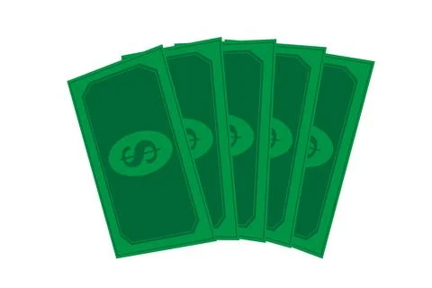 Bundles of dollars isolated on white background. Different banknotes set. Stock Illustration