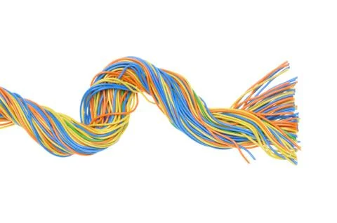 Bundles of electric computer cables Stock Photos
