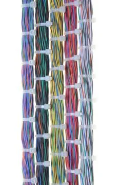 Bundles of network cables with cable ties Foto stock