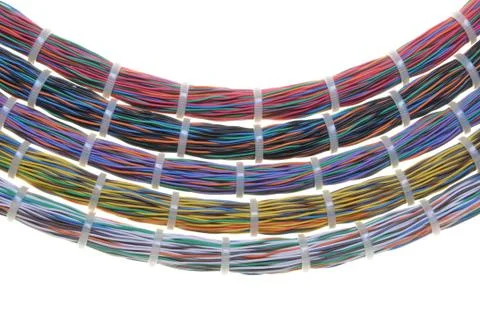 Bundles of network cables with cable ties Stock Photos
