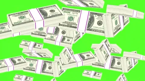 Bundles of US Dollars floating Green Screen Stock Footage 306505385
