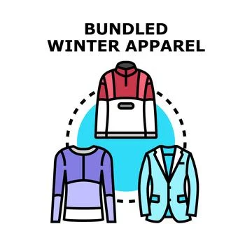 Bundling warm apparel for cold winter season icon concept Stock Illustration