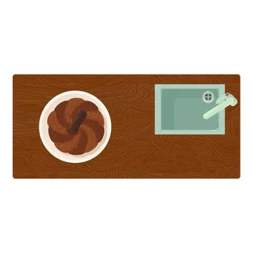 Bundt cake icon isometric vector. Chocolate bundt cake on countertop with sink Stock Illustration