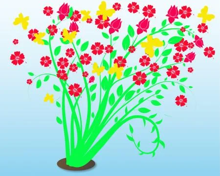Bunga raya flowers illustration Stock Illustration