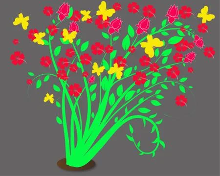 Bunga raya flowers illustration Stock Illustration