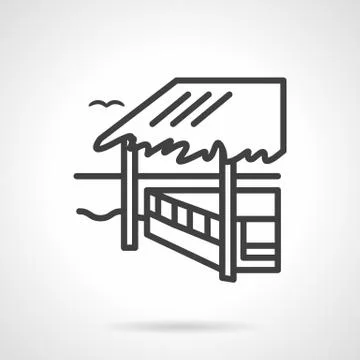 Bungalow black line design vector icon Ilustración de archivo