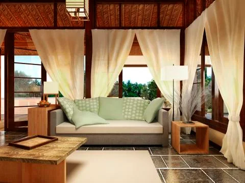 Bungalow Interior Design Stock Illustration