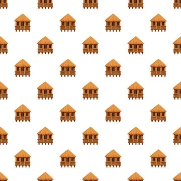 Bungalow pattern creating a seamless tropical background 스톡 일러스트