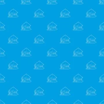 Bungalow pattern vector seamless blue 스톡 일러스트