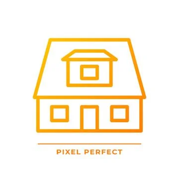 Bungalow pixel perfect gradient linear vector icon Illustration