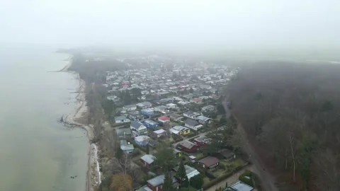 Bungalow settlement from above Stock Footage 147332544
