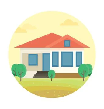 Bungalow Vector Icon Stock Illustration