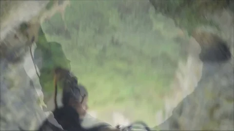 Bungee jump in a cave. Ghost effect. Stock Footage 82643602