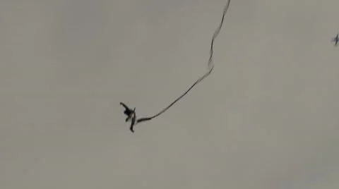 Bungee jumping from 150 meter height tower crane in Helsinki Stock Footage 53085525