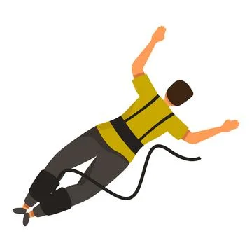 Bungee jumping from behind, man falling through air experiencing extreme spor Stock Illustration