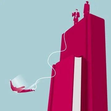 Bungee jumping from book. Stock Illustration