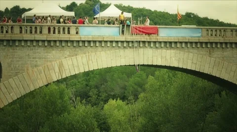 Bungee jumping off a bridge Stock Footage 49925396