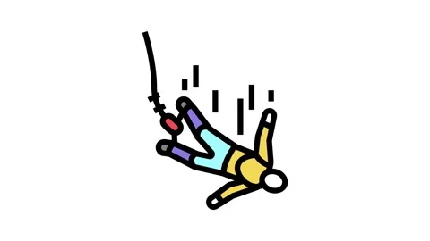 Bungee jumping color icon animation Stock Footage 224968528