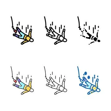 Bungee jumping color set icon vector Stock Illustration