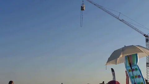 Bungee Jumping From Crane Stock Footage 81906147