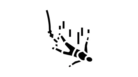 Bungee jumping glyph icon animation Stock Footage 222783066