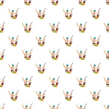 Bungee jumping man engaged in extreme sport pattern Stock Illustration