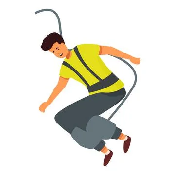 Bungee jumping man leaping from high place wearing safety harness Stock Illustration