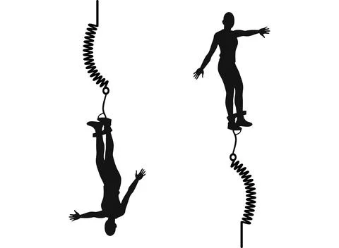 Bungee jumping person falling with bungee cord extreme sport. Stock Illustration