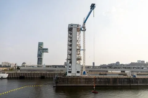 Bungee jumping platform at Old Port in Montreal, Canada Stock Photos