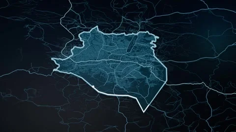 Bunia Democratic Republic of the Congo Glowing Digital Map Animation 4K Stock Footage 340034127