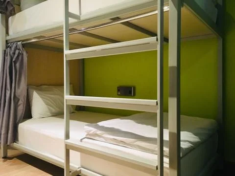 Bunk bed in bedroom hostel Stock Photos