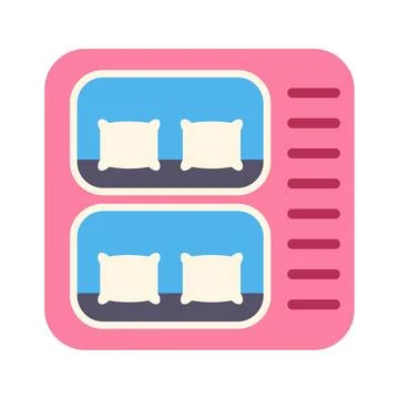Bunk bed hostel accommodation dorm room icon Stock Illustration