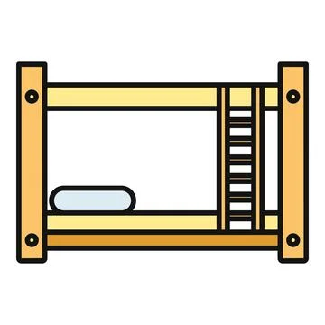 Bunk bed icon with ladder and pillow Stock Illustration