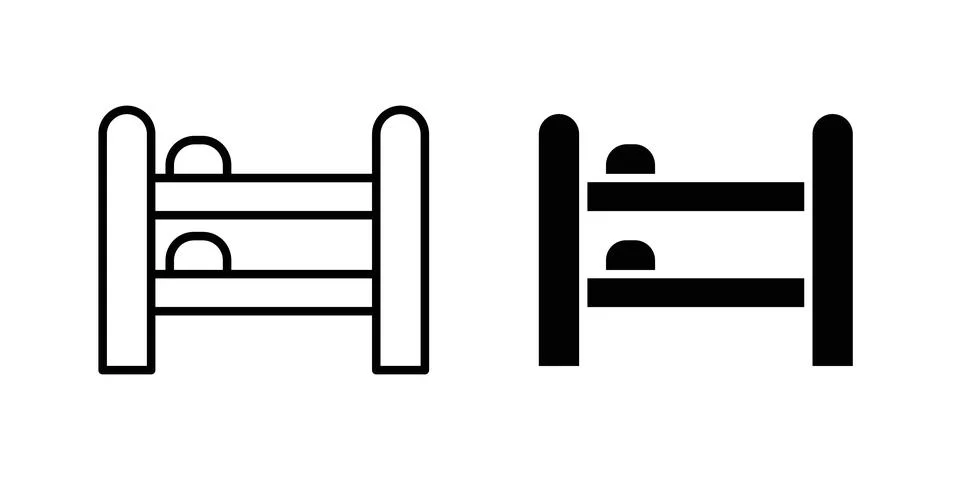 Bunk bed icon vector template set in black Stock Illustration