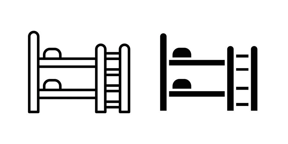 Bunk bed icon vector template set in black Stock Illustration