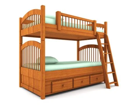 Bunk bed isolated on white background with clipping path Stock Illustration