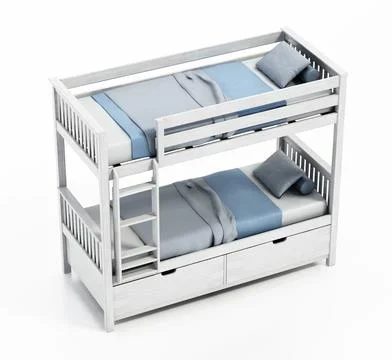 Bunk bed isolated on white background. 3D illustration Stock Illustration