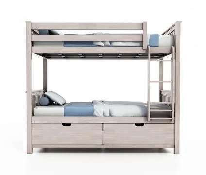 Bunk bed isolated on white background. 3D illustration Illustrazione stock