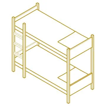 Bunk bed isometric perspective view linear contour sign vector illustratio... Stock Photos